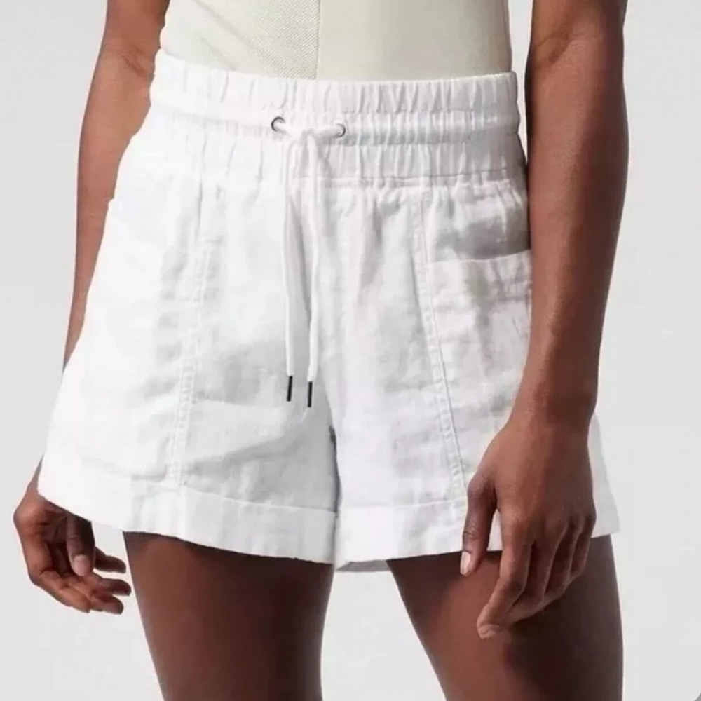 Athleta Cabo Linen 4” Inseam Short White Pull On Size 0